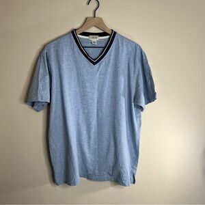 Vintage J.Crew Men’s Blue V-Neck Tee (Size Large)